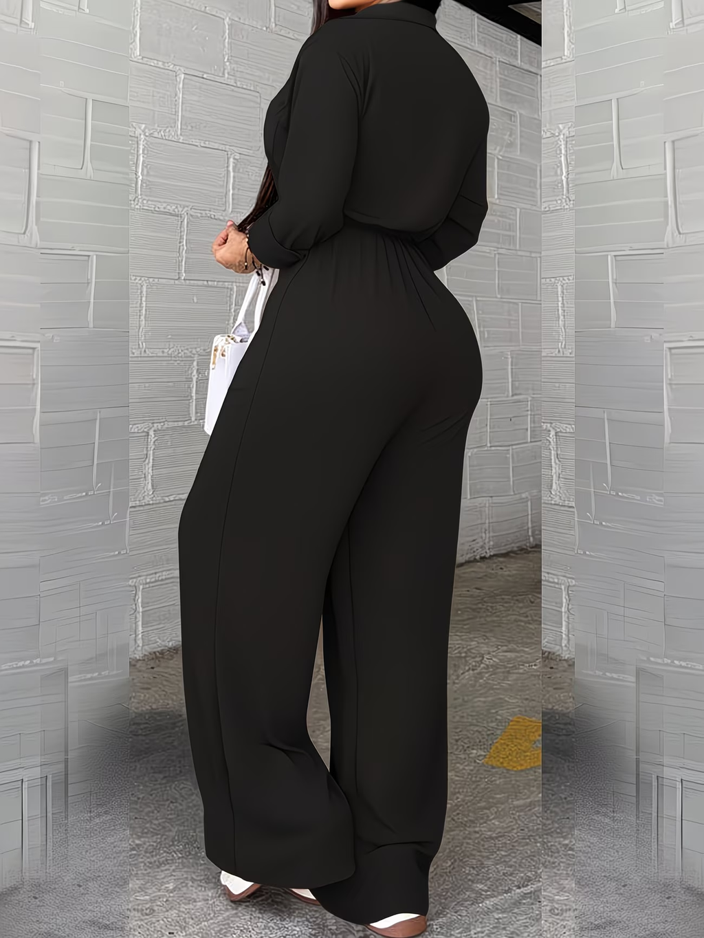 iBEKEEN | Loose Fashion Wide Leg Jumpsuit – Shirt Collar