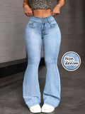 iBEKEEN | Printed Faux Denim Flare Leggings